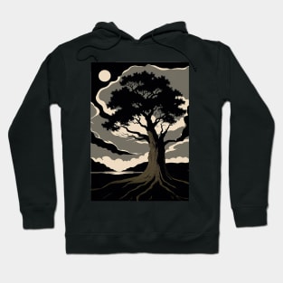 Lone Oak Tree Growing in a Dark Field Hoodie